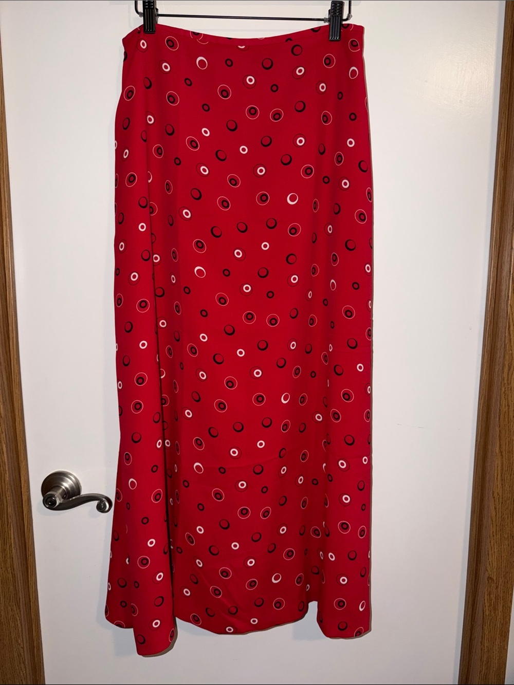 Josephine Chaus Red Maxi Skirt with Circular Print